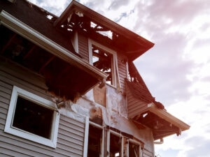 Storm damaged roof